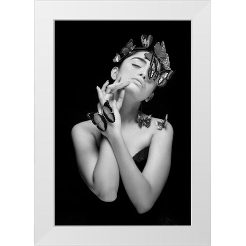 PASSION OF ELEGANCE IN MONOCHROME White Modern Wood Framed Art Print by Samanta, Joyraj