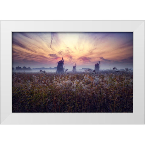 Morning Of Sorae White Modern Wood Framed Art Print by Seo, Tiger