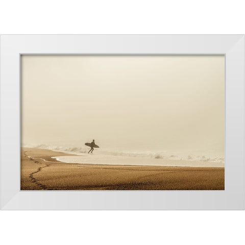 Surfer White Modern Wood Framed Art Print by Reichelt, Dieter
