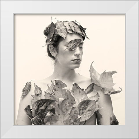 Autoportrait Leaves White Modern Wood Framed Art Print by Fischer, Caroline