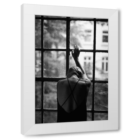 Kyra at the window White Modern Wood Framed Art Print by Korbanek, Olaf