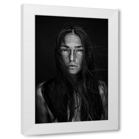 Freckles beauty White Modern Wood Framed Art Print by Krystynek Mqep, Martin