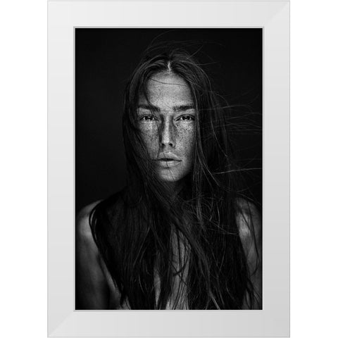Freckles beauty White Modern Wood Framed Art Print by Krystynek Mqep, Martin