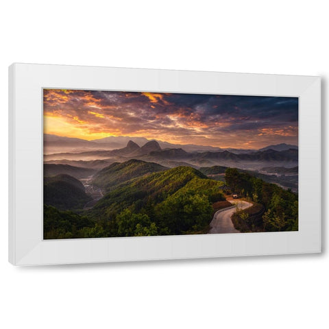 Open The Morning White Modern Wood Framed Art Print by Seo, Tiger