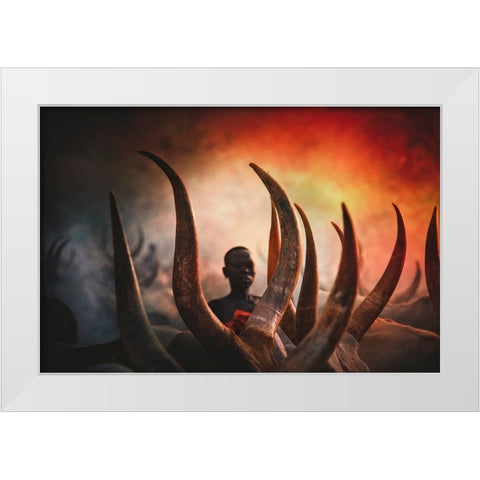 Mundari Tribe White Modern Wood Framed Art Print by Yosifov, Svetlin