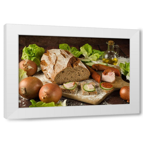 Breakfast White Modern Wood Framed Art Print by Nick, Noa