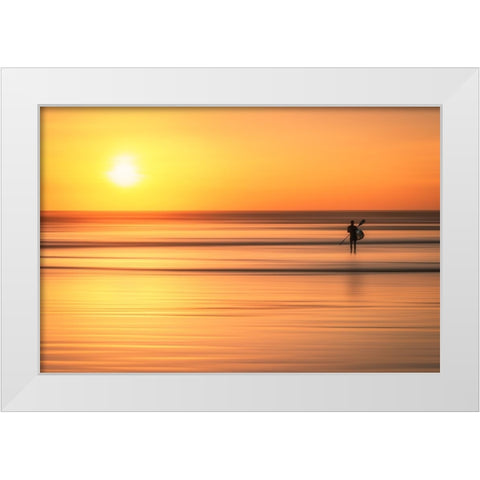 Wait The Moment White Modern Wood Framed Art Print by Mauriz, Pablo