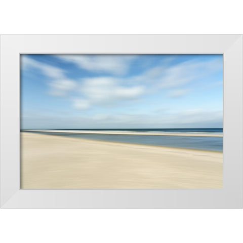 Sand-Sea And Sky White Modern Wood Framed Art Print by Reichelt, Dieter