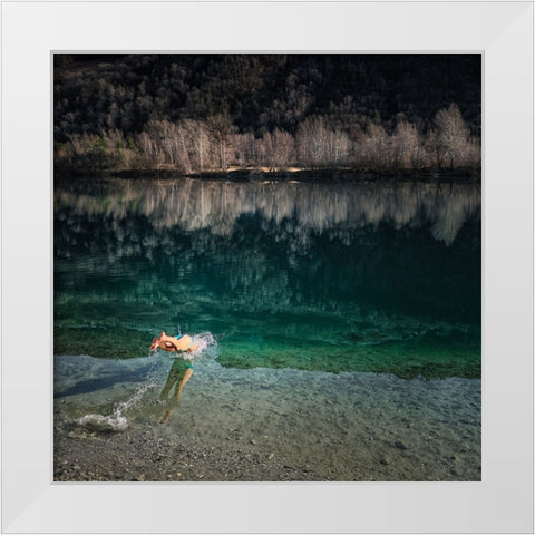 mergulho White Modern Wood Framed Art Print by Fangueiro, Jose