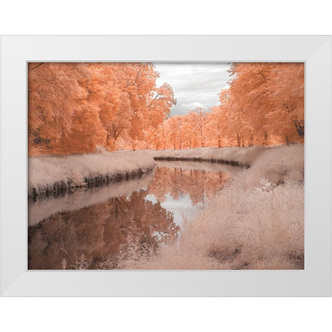 Saarkanal White Modern Wood Framed Art Print by Bauer, Klaus