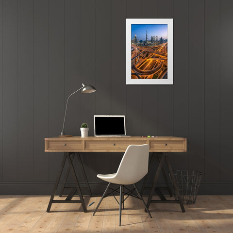 Curvaceous White Modern Wood Framed Art Print by Jabeen, Rana