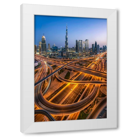 Curvaceous White Modern Wood Framed Art Print by Jabeen, Rana