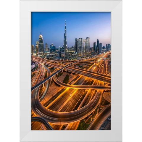 Curvaceous White Modern Wood Framed Art Print by Jabeen, Rana