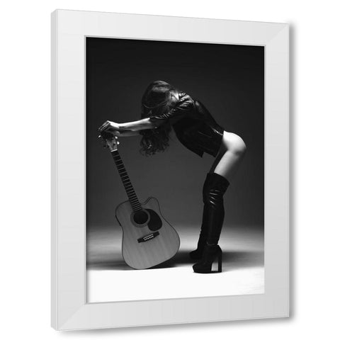 Guitar White Modern Wood Framed Art Print by Markachev, Leonid