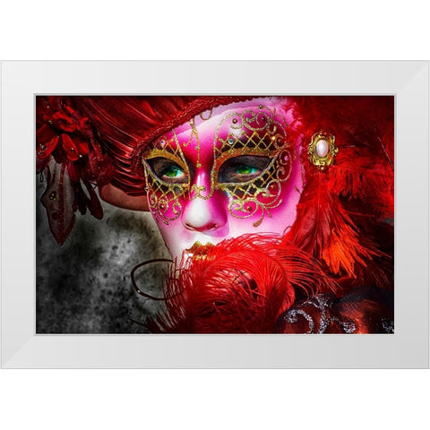 Green eyes and the mask White Modern Wood Framed Art Print by Cavalli, Giovanni