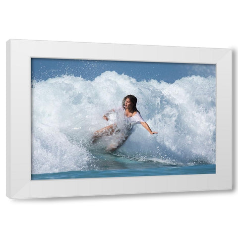 Surfer White Modern Wood Framed Art Print by Yuval