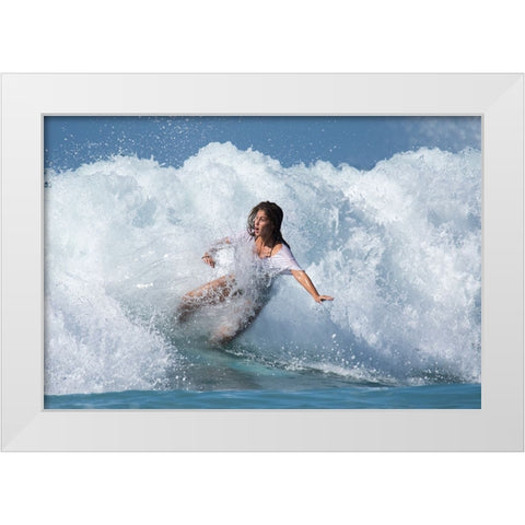 Surfer White Modern Wood Framed Art Print by Yuval