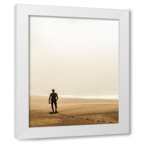 Looking For The Surf White Modern Wood Framed Art Print by Reichelt, Dieter