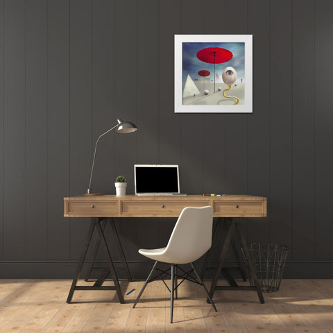 The Egg of Creation White Modern Wood Framed Art Print by Hammer, Peter