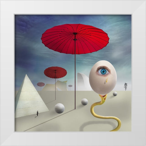 The Egg of Creation White Modern Wood Framed Art Print by Hammer, Peter