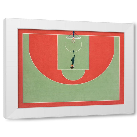 Shadow basketball White Modern Wood Framed Art Print by Polischuk, Ekaterina