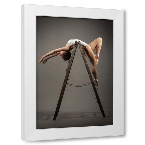 How To Use A Ladder White Modern Wood Framed Art Print by K. Schoeps, Axel