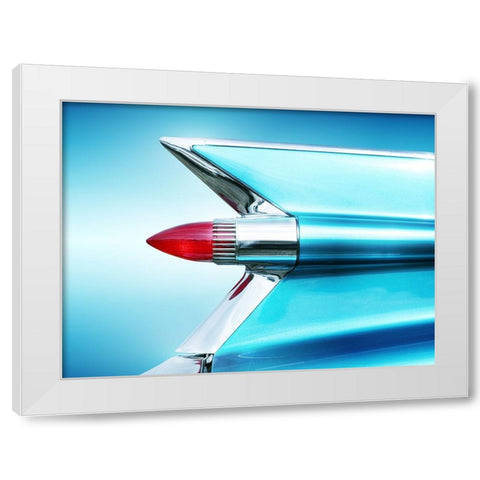 US classic car 1959 Sedan Deville tail fin abstract White Modern Wood Framed Art Print by Gube, Beate