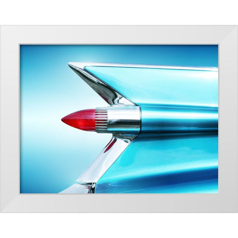US classic car 1959 Sedan Deville tail fin abstract White Modern Wood Framed Art Print by Gube, Beate