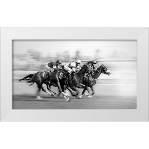 Horse Racing @ Queens Plate White Modern Wood Framed Art Print by little7
