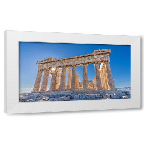 The Acropolis of Athens and Helios (Sun) White Modern Wood Framed Art Print by Kalika, Michael