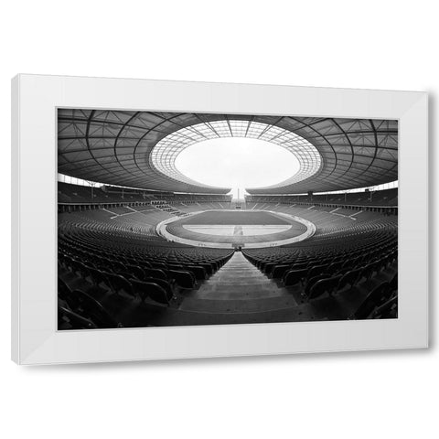 Berlin Olympiastadion White Modern Wood Framed Art Print by Di Bello, Andrea