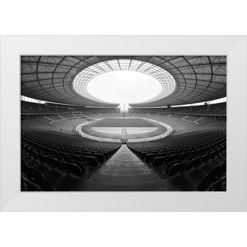 Berlin Olympiastadion White Modern Wood Framed Art Print by Di Bello, Andrea