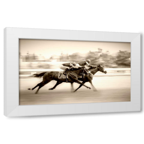 Racing White Modern Wood Framed Art Print by Little7