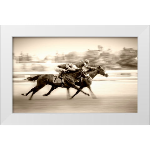 Racing White Modern Wood Framed Art Print by Little7
