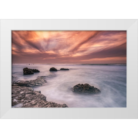 Stones White Modern Wood Framed Art Print by Ehrlich, Amir