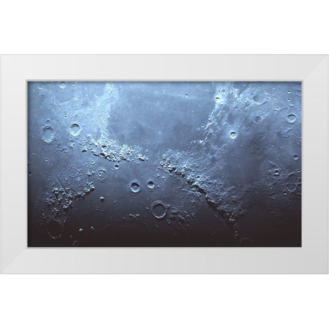 Mountains A Oceans Of The Moon White Modern Wood Framed Art Print by Chakrabarti, Basudeb