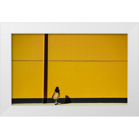 Street Story White Modern Wood Framed Art Print by Roy, Anindita