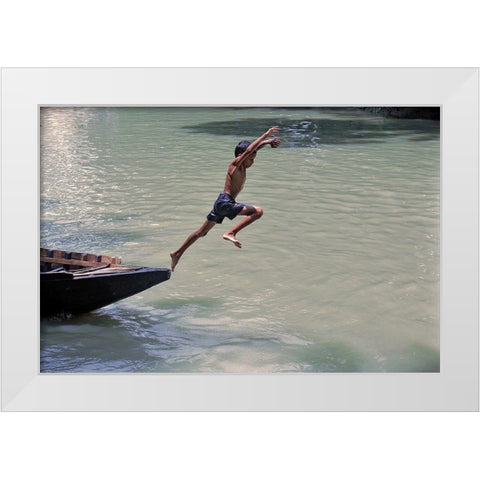 Childhood The Beautiful Station Of Life White Modern Wood Framed Art Print by Rahman, Pinu