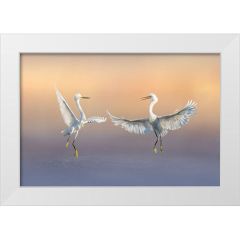 Happily Forever White Modern Wood Framed Art Print by Zhao, Qing