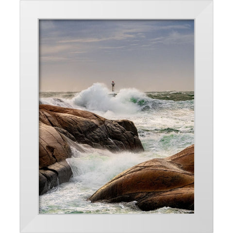 Coast Of Bohuslacn White Modern Wood Framed Art Print by Larsson, Dan