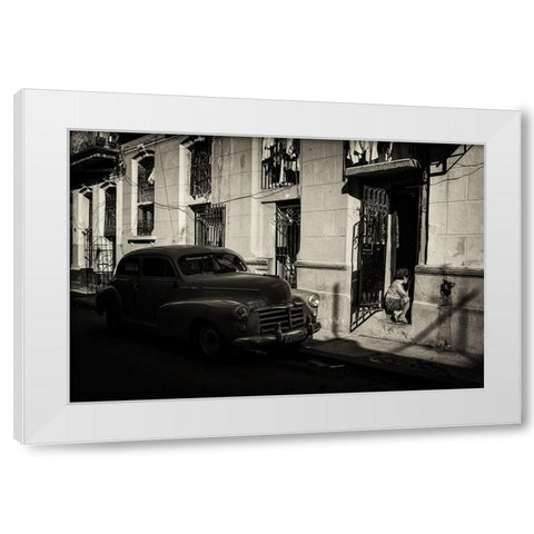 Habana street White Modern Wood Framed Art Print by Morishige, Koji