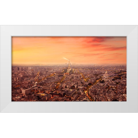 Paris - The City of Lights Grandeur White Modern Wood Framed Art Print by Andria, Miary