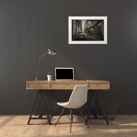 Habana street White Modern Wood Framed Art Print by Morishige, Koji