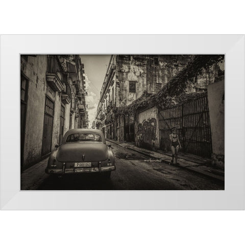 Habana street White Modern Wood Framed Art Print by Morishige, Koji