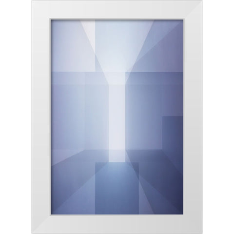 Abstract in blue White Modern Wood Framed Art Print by Van Son, Greetje