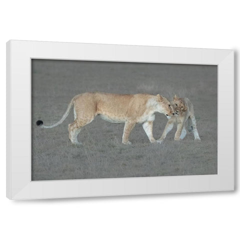 I love you, Mom! White Modern Wood Framed Art Print by Xu, Sheila