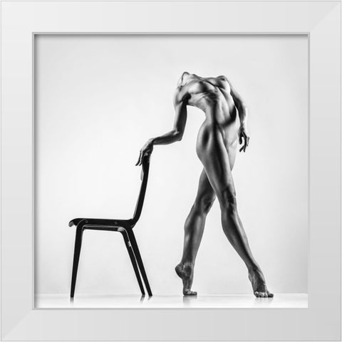 Dancing With The Chair White Modern Wood Framed Art Print by Valevicius, Aurimas