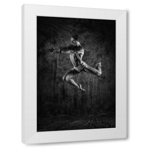 Triangle White Modern Wood Framed Art Print by Paritskiy, Oles