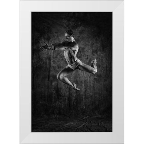 Triangle White Modern Wood Framed Art Print by Paritskiy, Oles