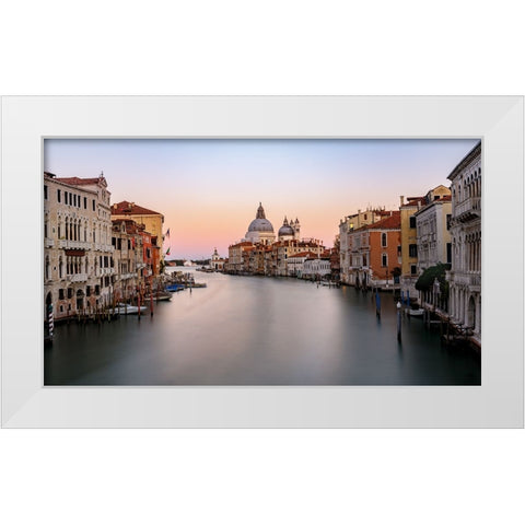 Canal Grande - sunset White Modern Wood Framed Art Print by Detollenaere, Marnix